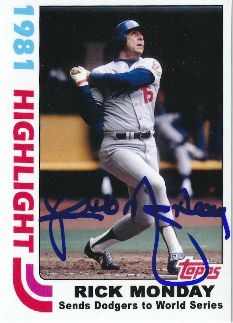 RICK MONDAY  LOS ANGELES DODGERS  SIGNED 1982 STYLE CUSTOM CARD