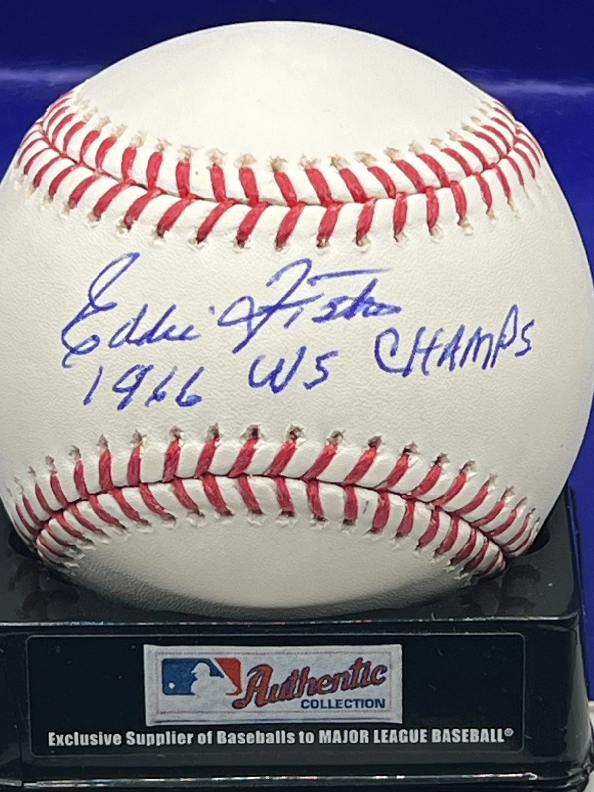 EDDIE FISHER  BALTIMORE ORIOLES  1966 WS CHAMPS  SIGNED OML BALL