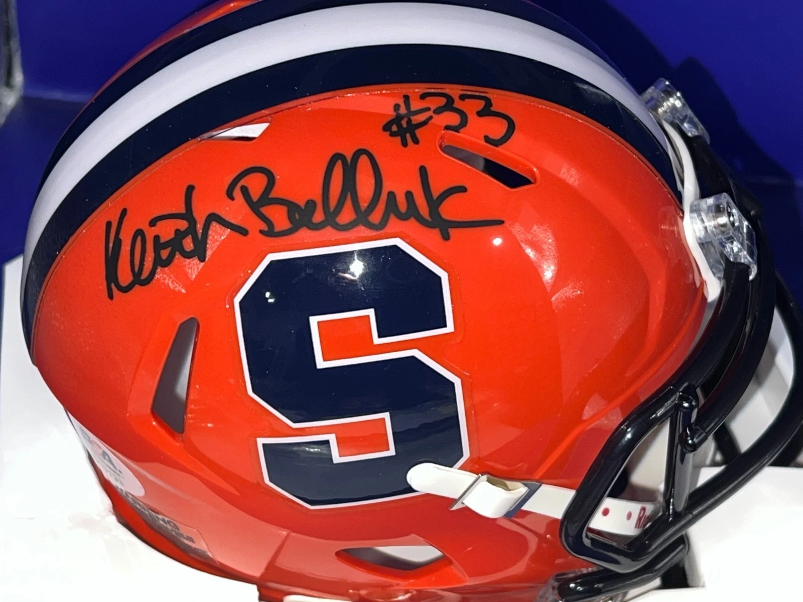 KEITH BULLUCK SYRACUSE ORANGE PSA AUTHENTICATED SIGNED MINI HELMET