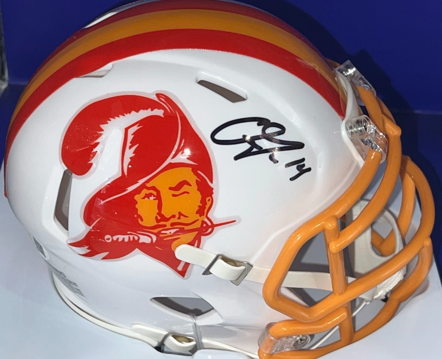 CHRIS GOODWIN TAMPA BAY BUCCANEERS THROWBACK  JSA SIGNED MINI HELMET