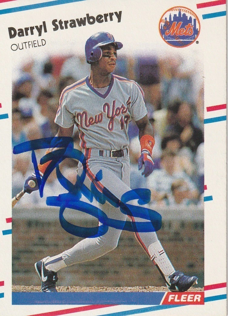DARRYL STRAWBERRY NEW YORK METS SIGNED FLEER 1988 CARD #151