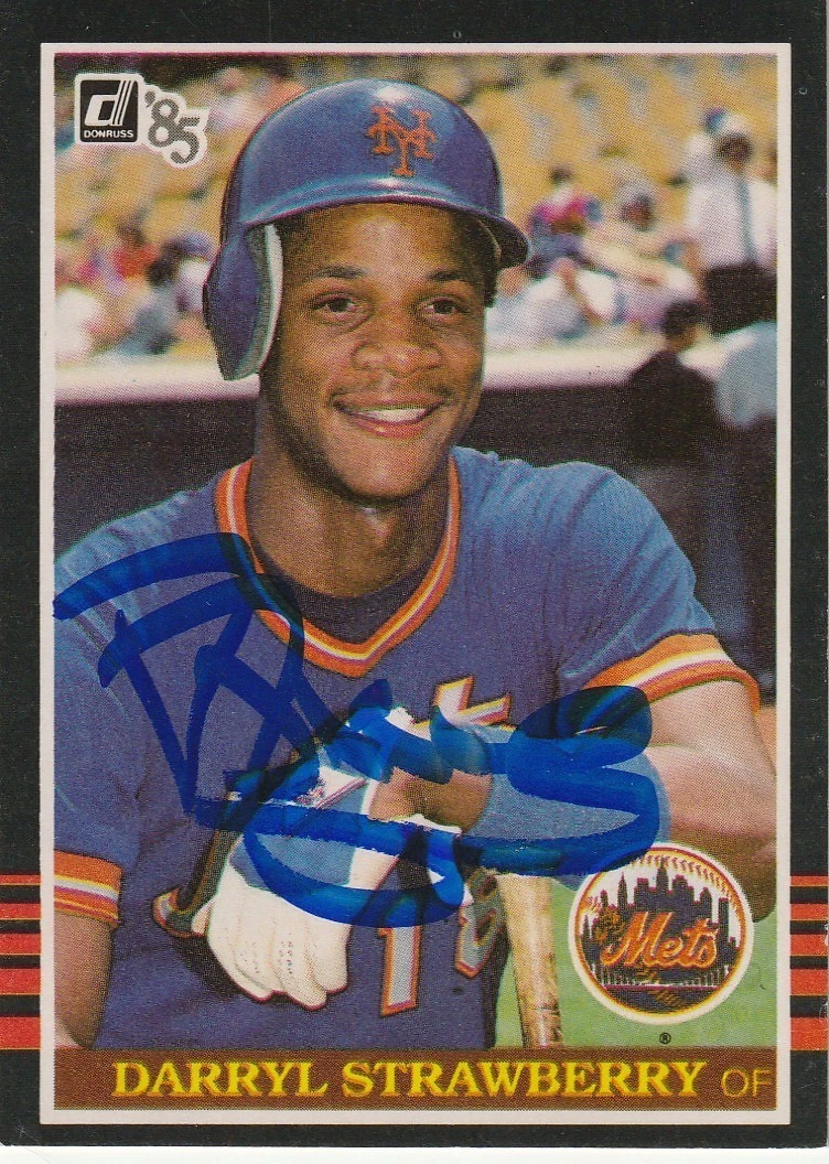DARRYL STRAWBERRY NEW YORK METS SIGNED DONRUSS 1985 CARD #312