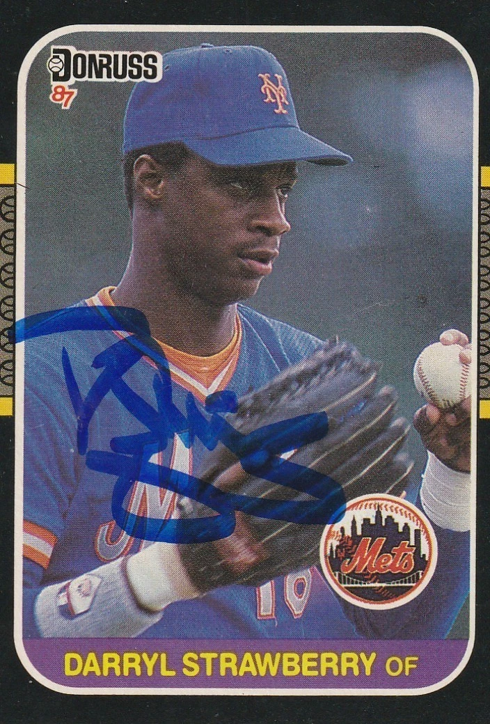 DARRYL STRAWBERRY NEW YORK METS SIGNED DONRUSS 1987 CARD #118