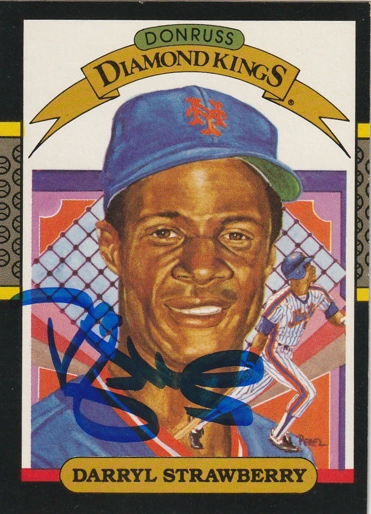 DARRYL STRAWBERRY NEW YORK METS SIGNED DONRUSS DIAMOND KING 1987 CARD #4