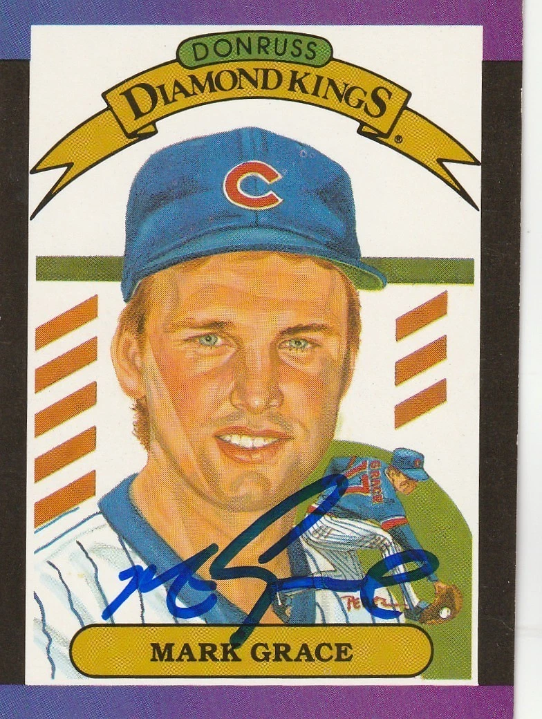 MARK GRACE CHICAGO CUBS  SIGNED 1989 DONRUSS DIAMOND KING CARD #17