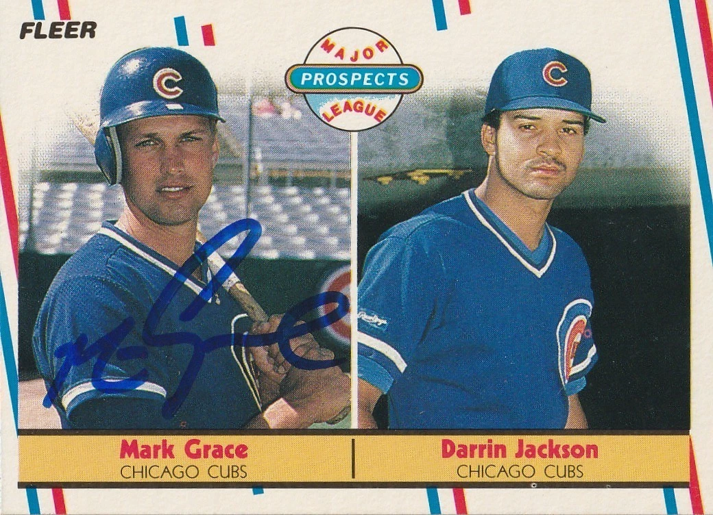 MARK GRACE CHICAGO CUBS  SIGNED 1988 FLEER ROOKIE CARD #641
