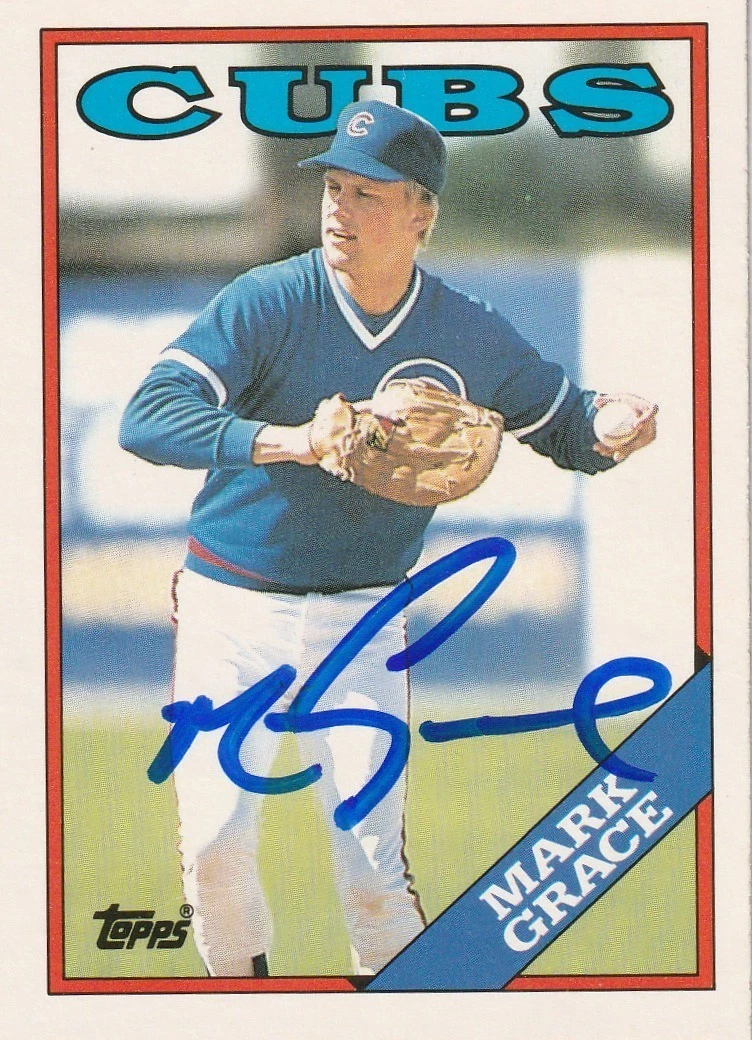 MARK GRACE CHICAGO CUBS  SIGNED 1988 TOPPS TRADED ROOKIE CARD #42T