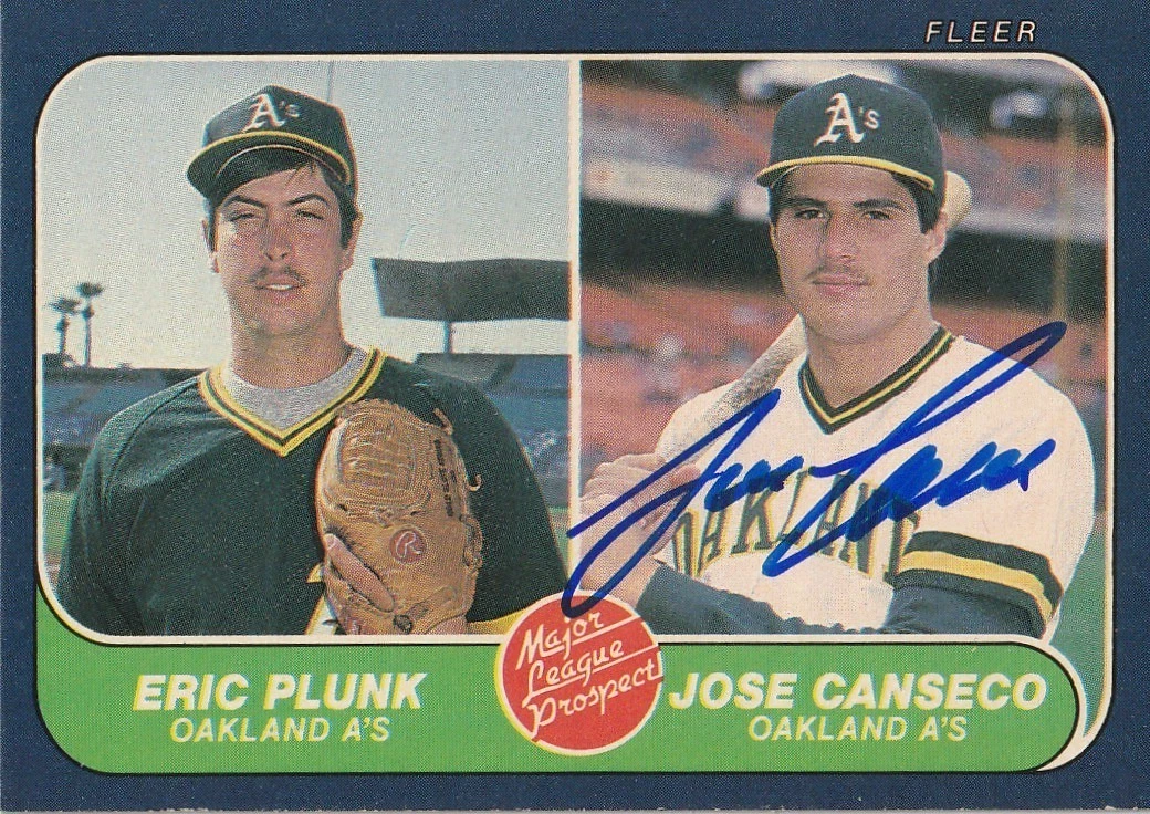 JOSE CANSECO OAKLAND A'S  SIGNED 1986 FLEER ROOKIE CARD #649
