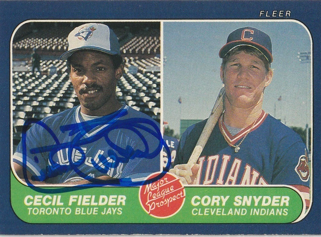 CECIL FIELDER TORONTO BLUE JAYS  SIGNED 1986 FLEER ROOKIE CARD #653