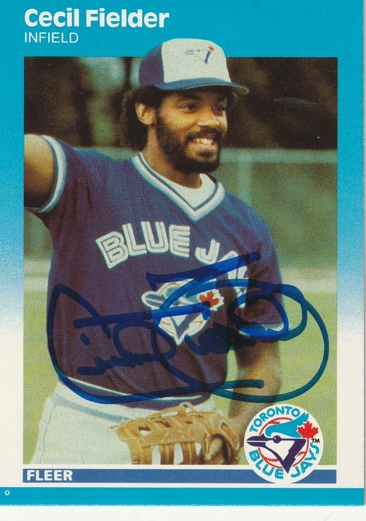 CECIL FIELDER TORONTO BLUE JAYS  SIGNED 1987 FLEER UPDATE ROOKIE CARD #U-31