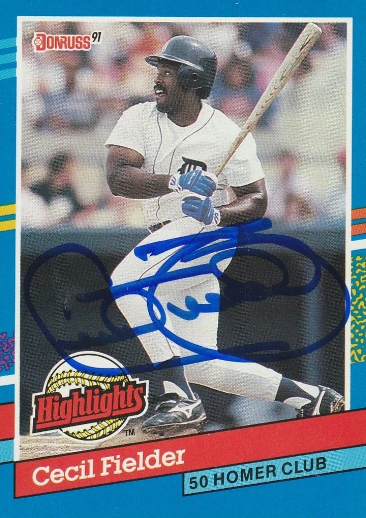 CECIL FIELDER DETROIT TIGERS SIGNED 1991 DONRUSS CARD #BC-5