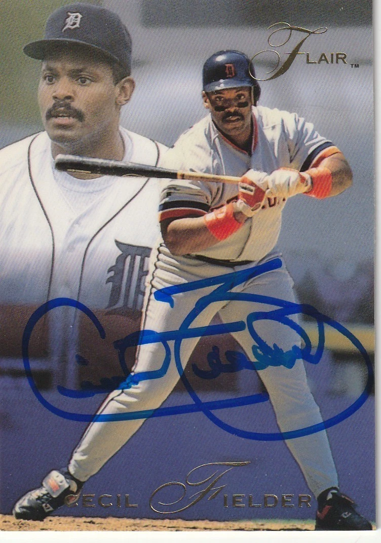 CECIL FIELDER DETROIT TIGERS SIGNED 1993 FLAIR CARD #201