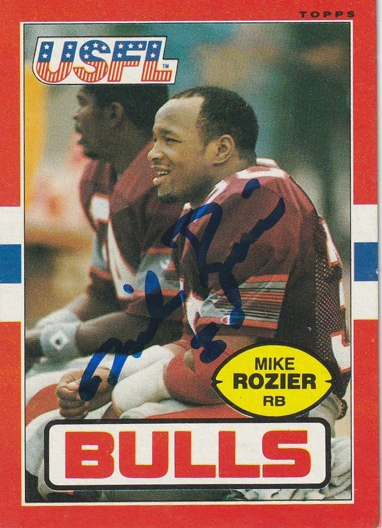 MIKE ROZIER JACKSONVILLE BULLS USFL  SIGNED 1985 TOPPS CARD #55