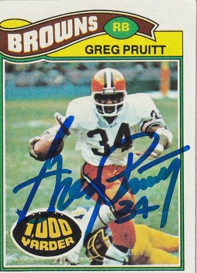 GREG PRUITT CLEVELAND BROWNS SIGNED 1977 TOPPS CARD #25