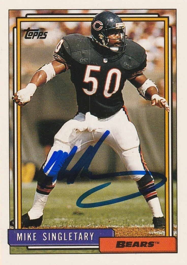 MIKE SINGLETARY CHICAGO BEARS SIGNED 1992 TOPPS CARD #687