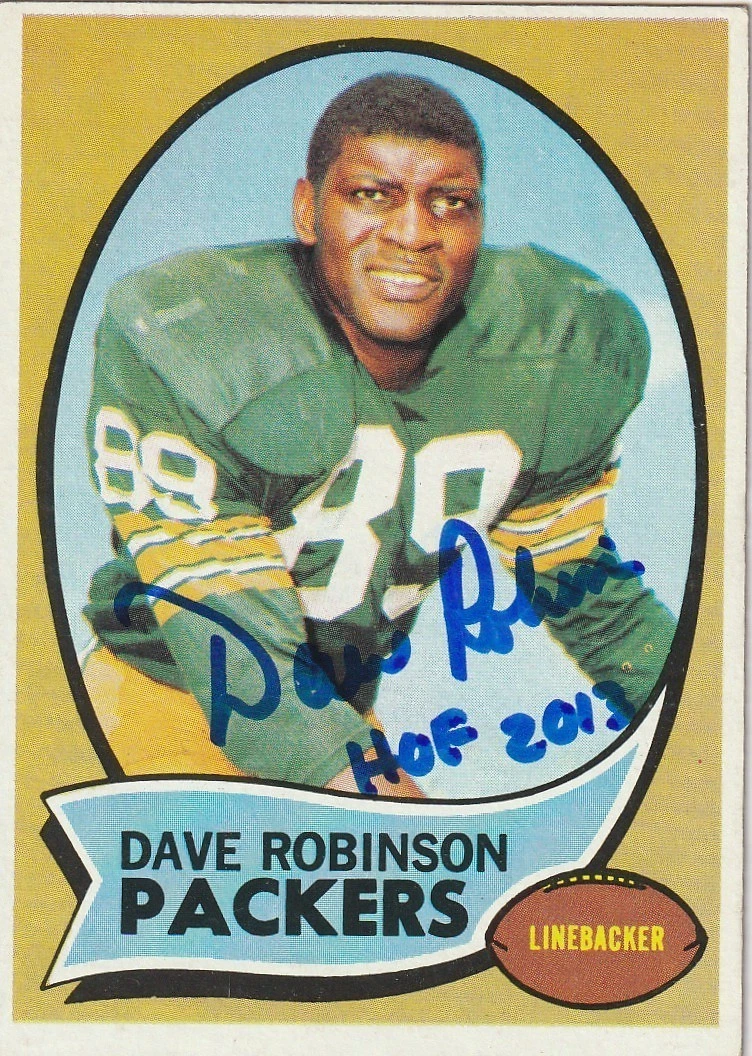 DAVE ROBINSON GREEN BAY PACKERS  SIGNED 1970 TOPPS CARD #102