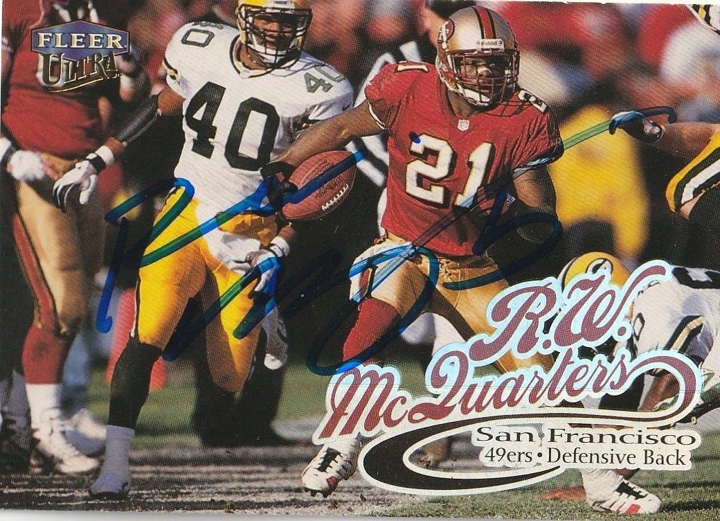R.W. MCQUARTERS SAN FRANCISCO 49ERS  SIGNED 1999 FLEER ULTRA CARD #232