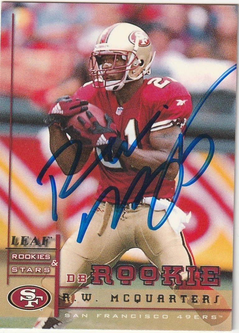 R.W. MCQUARTERS SAN FRANCISCO 49ERS  SIGNED 1998 DONRUSS CARD #191