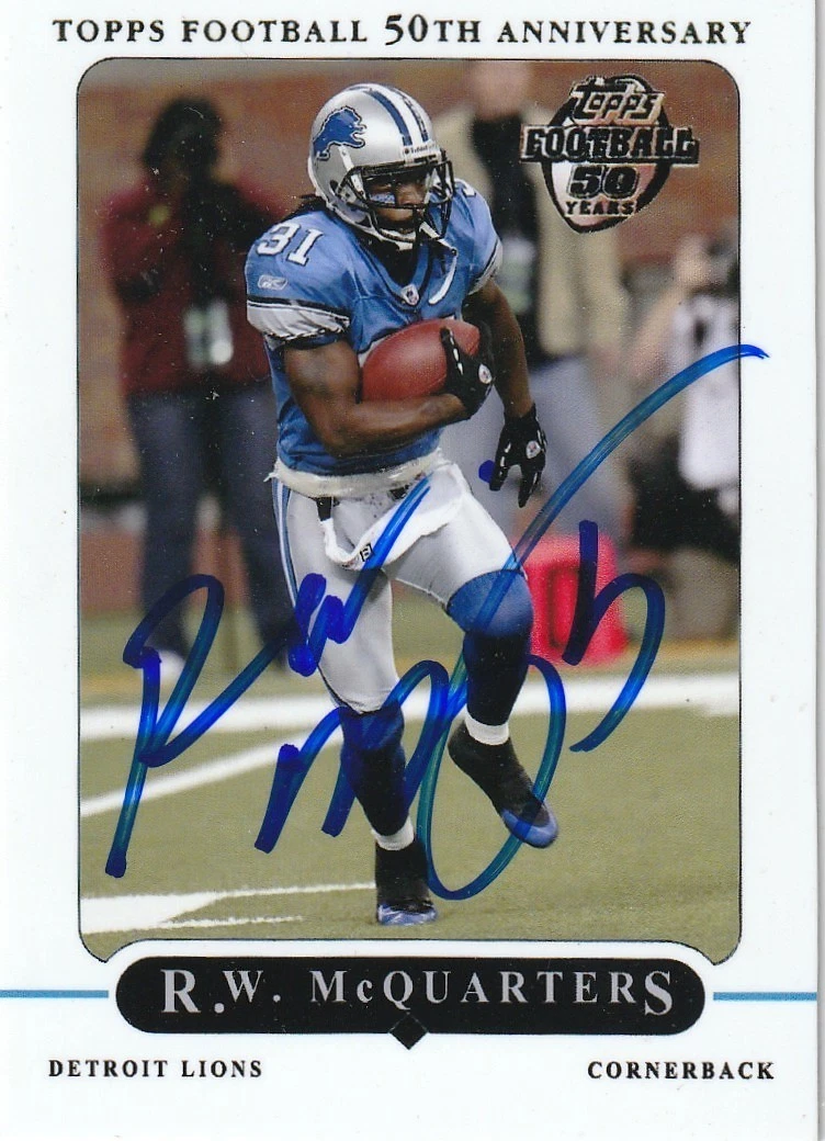 R.W. MCQUARTERS DETROIT LIONS  SIGNED 2005 STYLE CUSTOM CARD