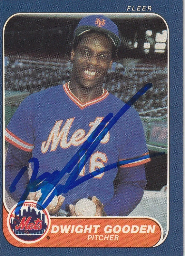 DWIGHT GOODEN NEW YORK METS  SIGNED 1986 FLEER CARD #81