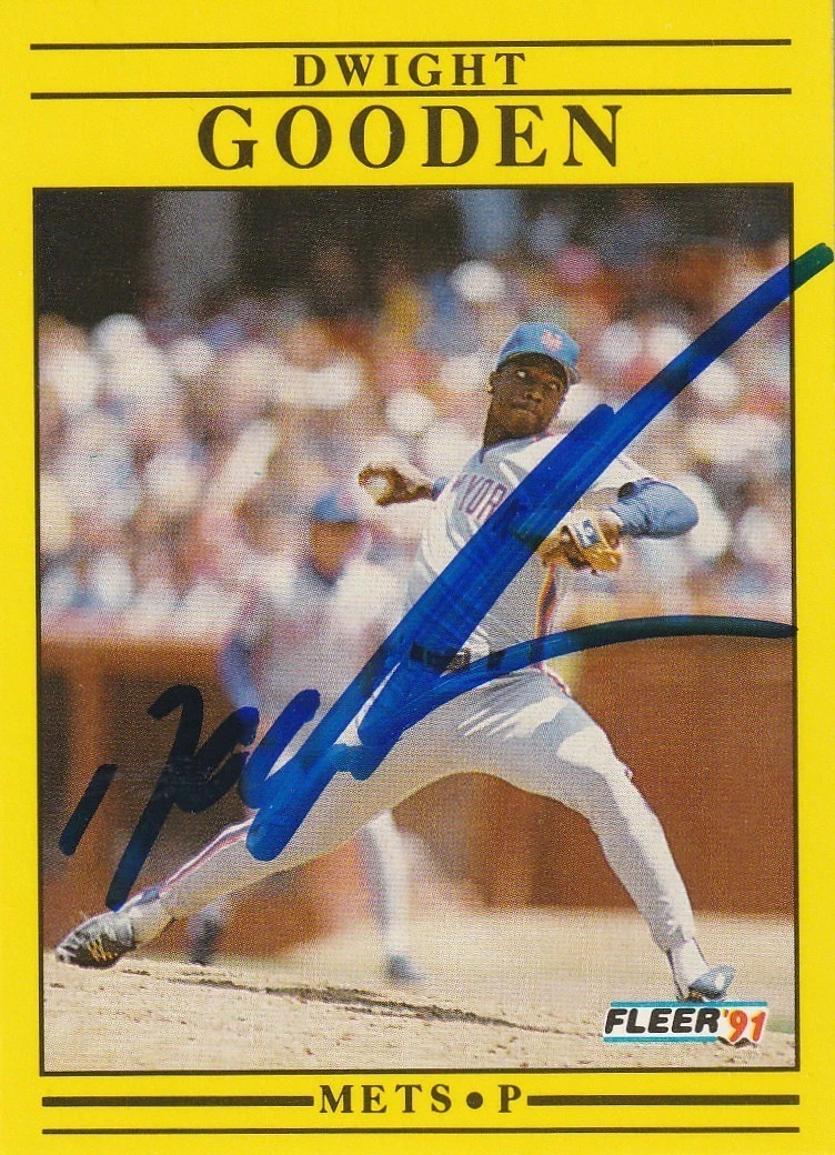 DWIGHT GOODEN NEW YORK METS  SIGNED 1991 FLEER CARD #148