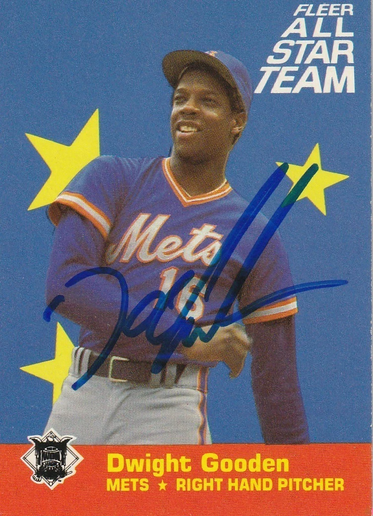 DWIGHT GOODEN NEW YORK METS  SIGNED 1986 FLEER ALL STAR CARD #10