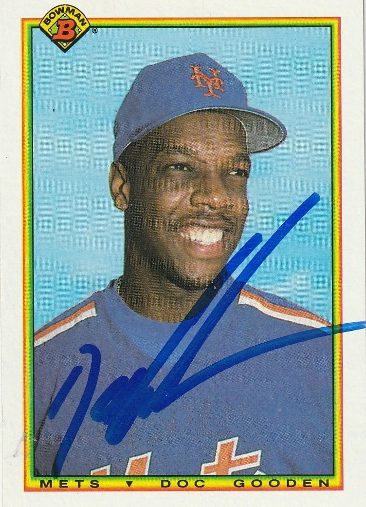 DWIGHT GOODEN NEW YORK METS  SIGNED 1990 BOWMAN CARD #126