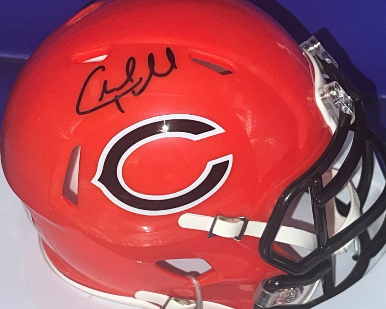 CHARLES TILLMAN CHICAGO BEARS BECKETT AUTHENTICATED 2022 ALT SIGNED MINI HELMET
