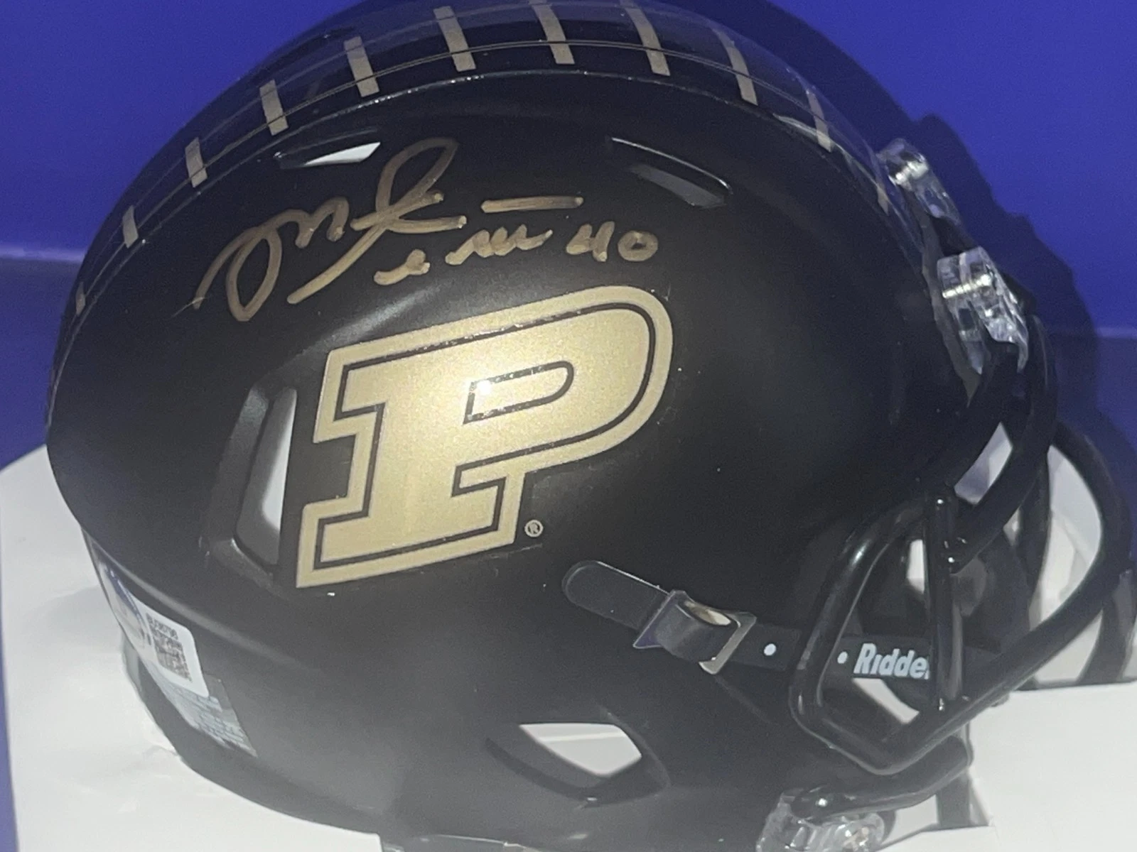 MIKE ALSTOTT PURDUE BOILERMAKERS ANODIZED BLACK BECKETT AUTHENTIC SIGNED MINI