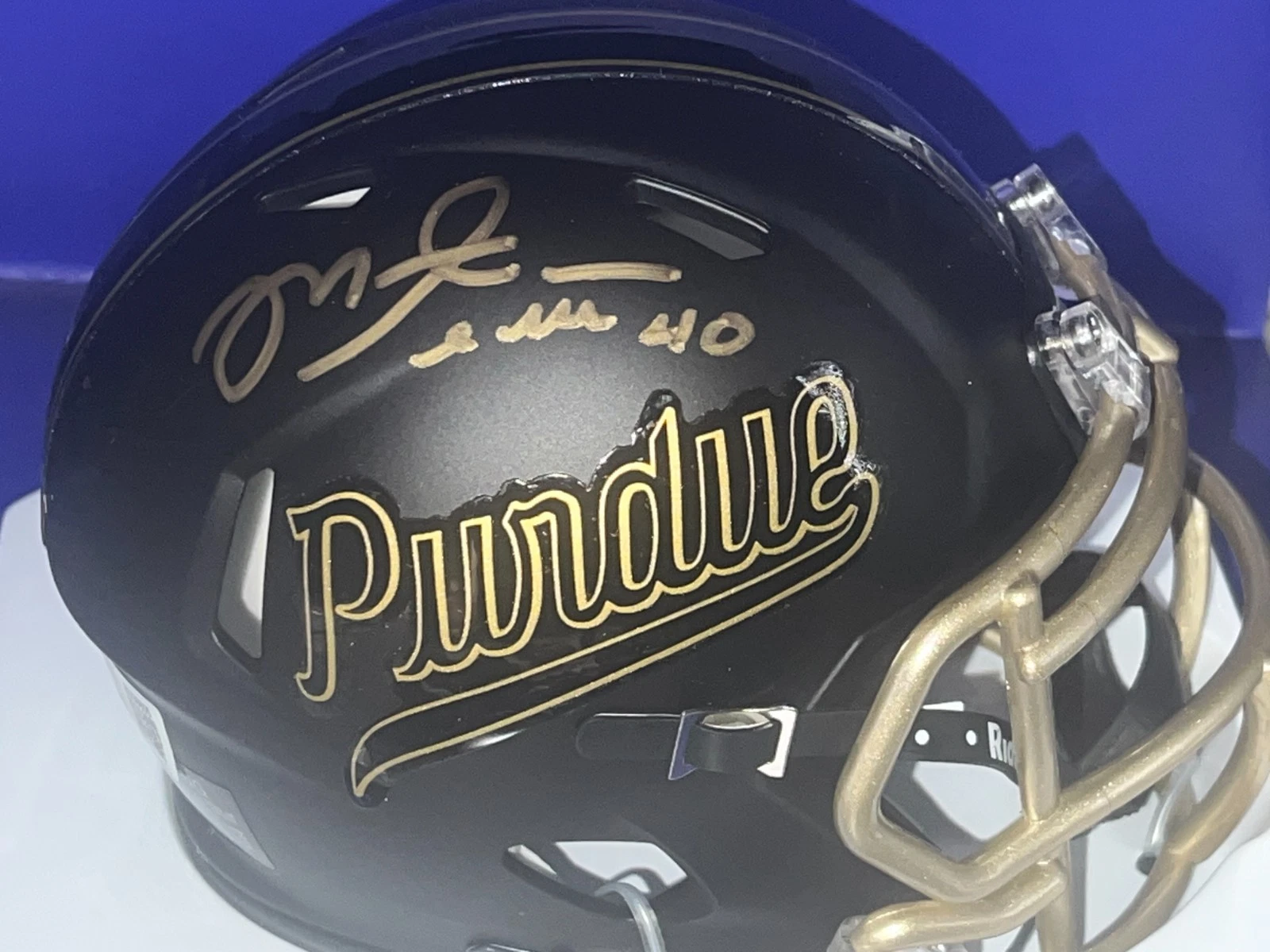 MIKE ALSTOTT PURDUE BOILERMAKERS SCRIPT BLACK BECKETT AUTHENTICATED SIGNED MINI