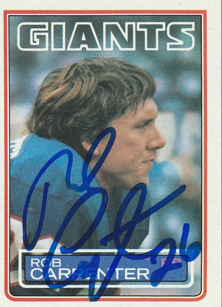 ROB CARPENTER NEW YORK GIANTS  SIGNED 1983 TOPPS CARD #122
