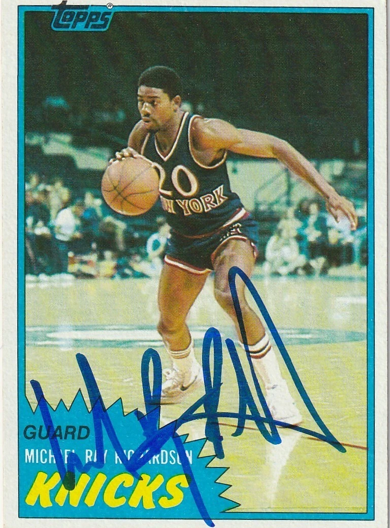 MICHAEL RAY RICHARDSON NEW YORK KNICKS  SIGNED 1981 TOPPS CARD #27