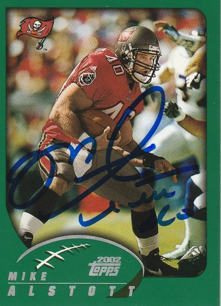 MIKE ALSTOTT TAMPA BAY BUCCANEERS  SIGNED 2002 TOPPS CARD #88