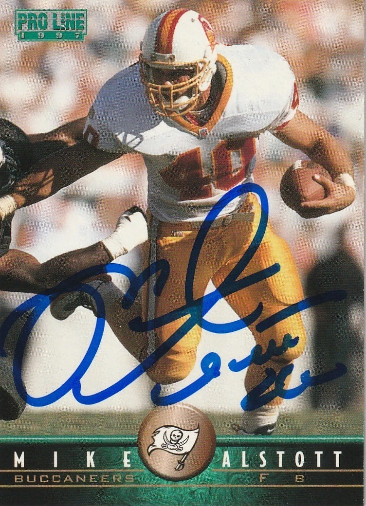MIKE ALSTOTT TAMPA BAY BUCCANEERS  SIGNED 1997 PRO LINE CARD #256
