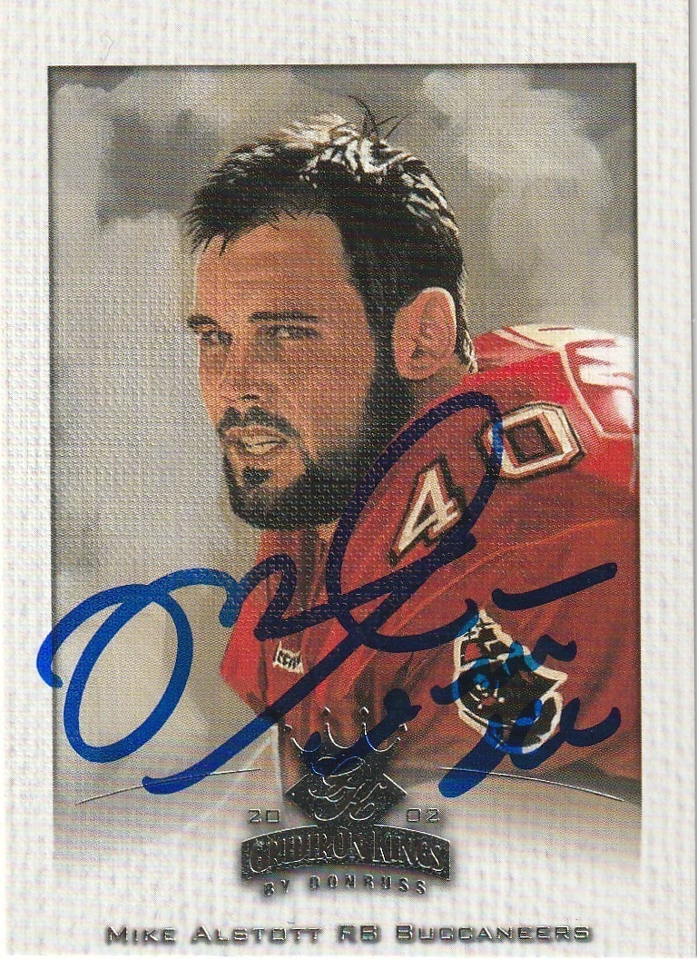 MIKE ALSTOTT TAMPA BAY BUCCANEERS  SIGNED 2002 DONRUSS GRIDIRON KINGS CARD #94