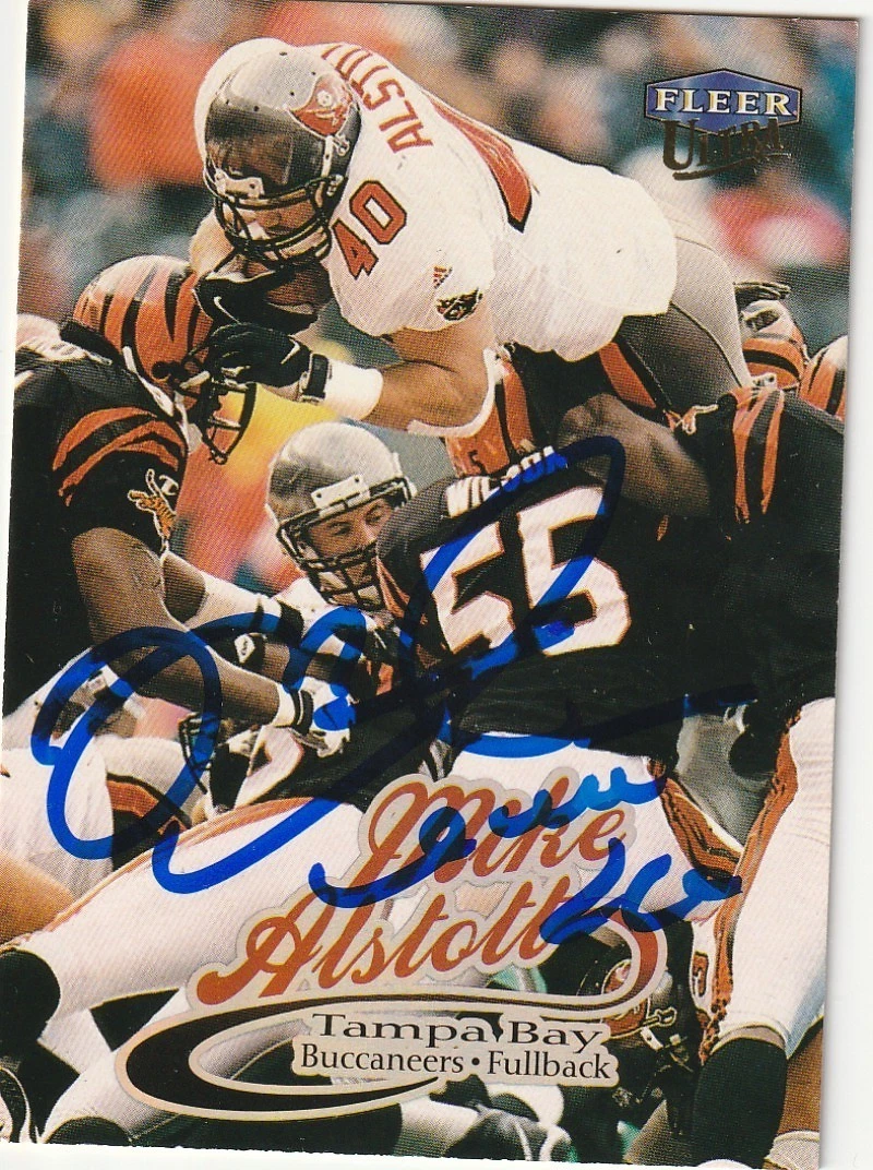 MIKE ALSTOTT TAMPA BAY BUCCANEERS  SIGNED 1999 FLEER ULTRA CARD #196