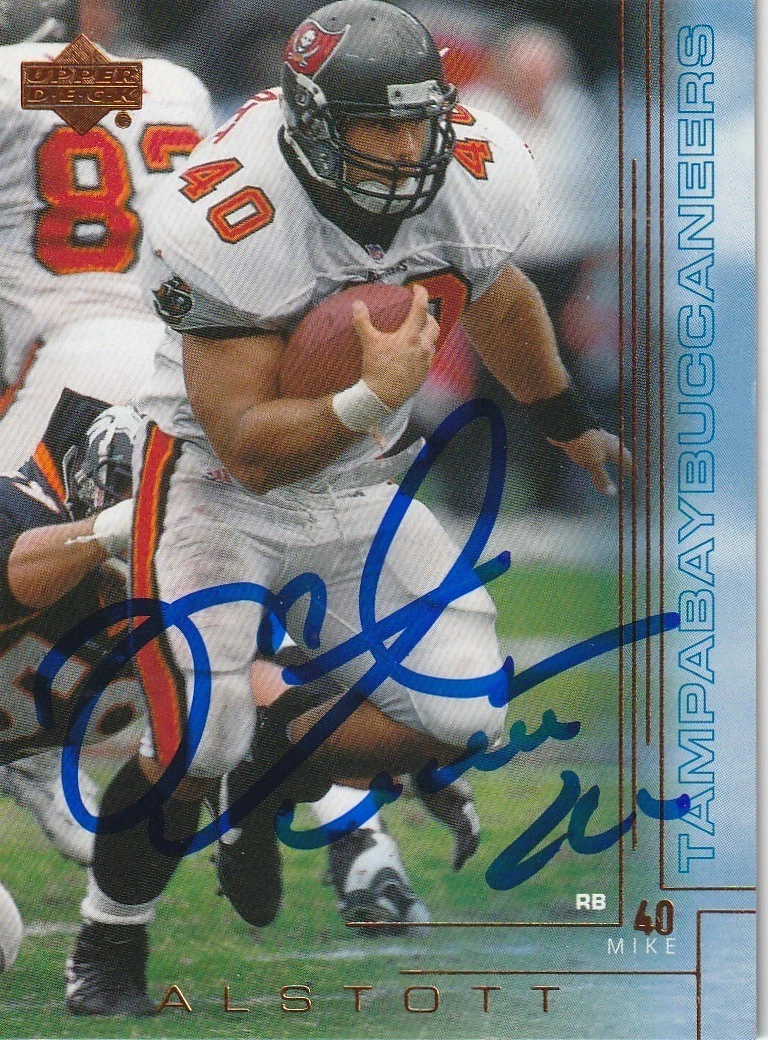 MIKE ALSTOTT TAMPA BAY BUCCANEERS  SIGNED 2000 UPPER DECK CARD #200