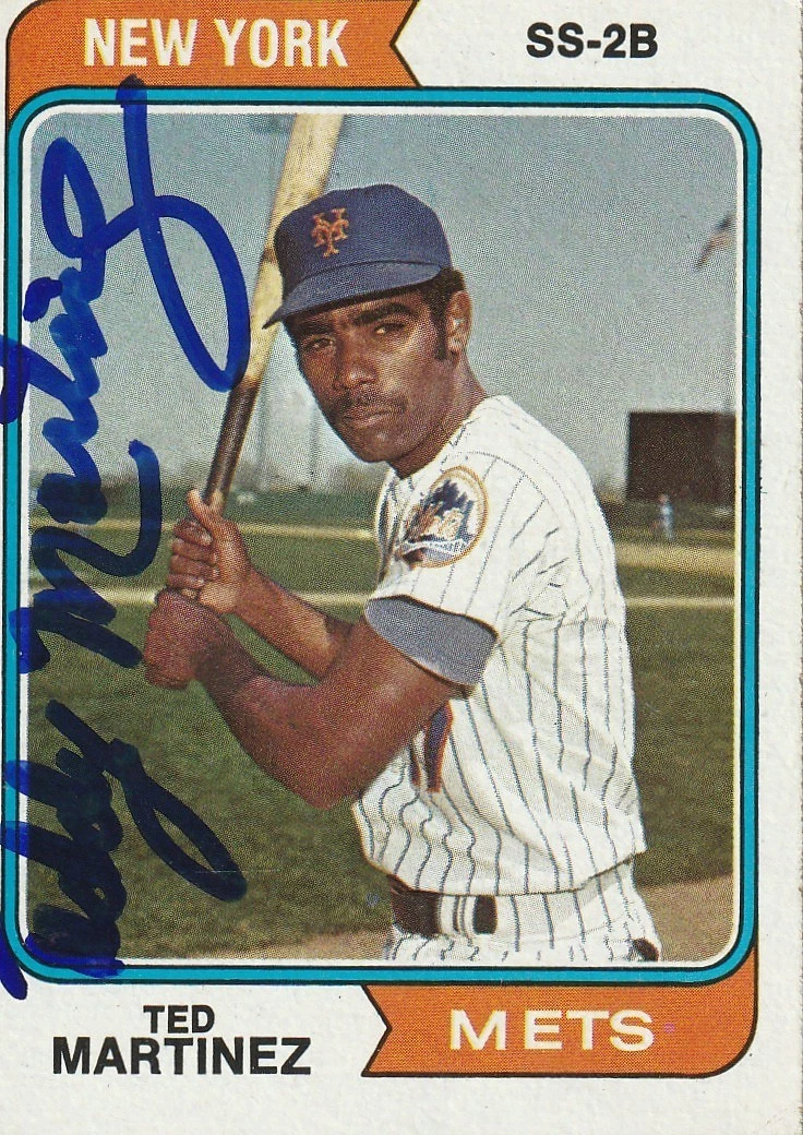TED MARTINEZ  NEW YORK METS SIGNED 1974 TOPPS CARD #487