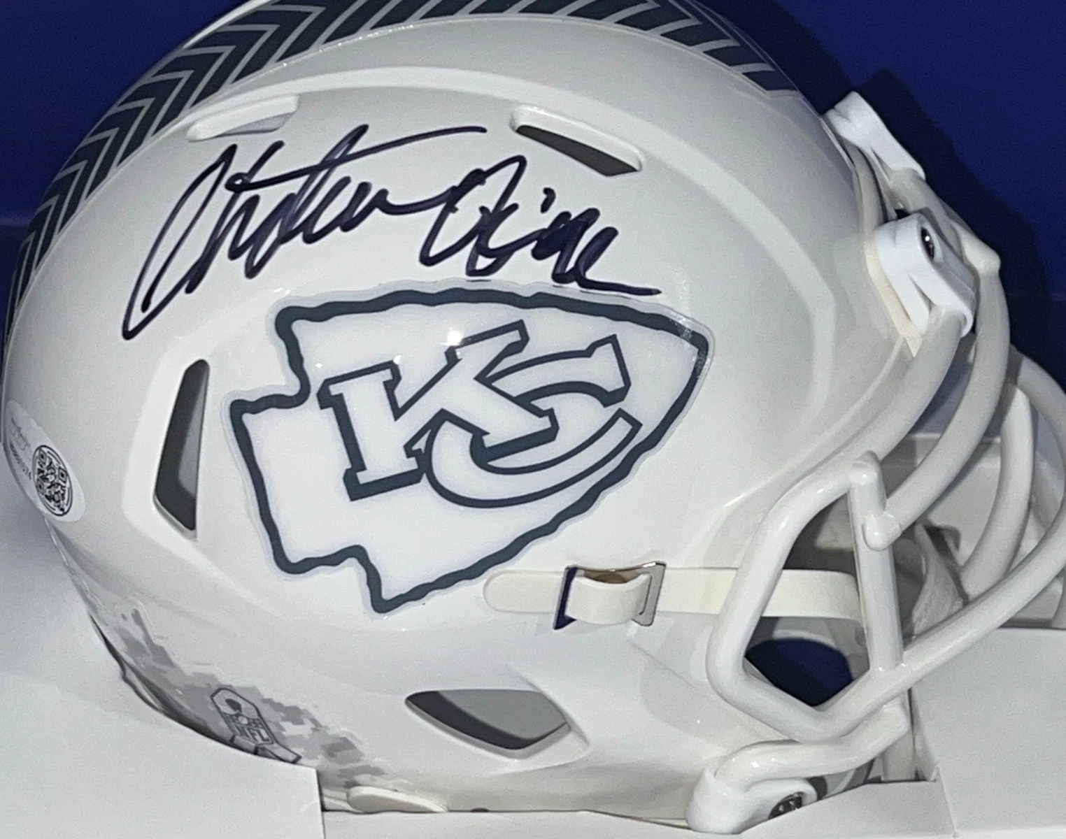 CHRISTIAN OKOYE KANSAS CITY CHIEFS  JSA AUTHENTICATED SIGNED SALUTE MINI HELMET