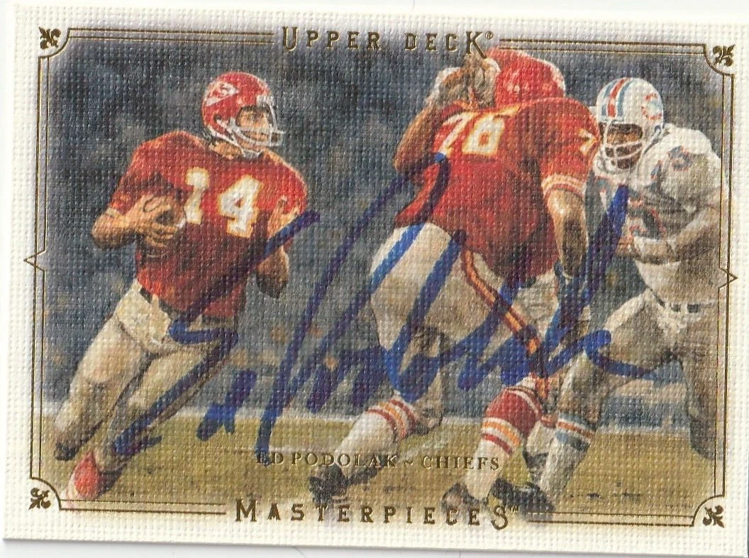 ED PODOLAK KANSAS CITY CHIEFS  SIGNED 2008 UPPER DECK MASTERPIECES CARD #30