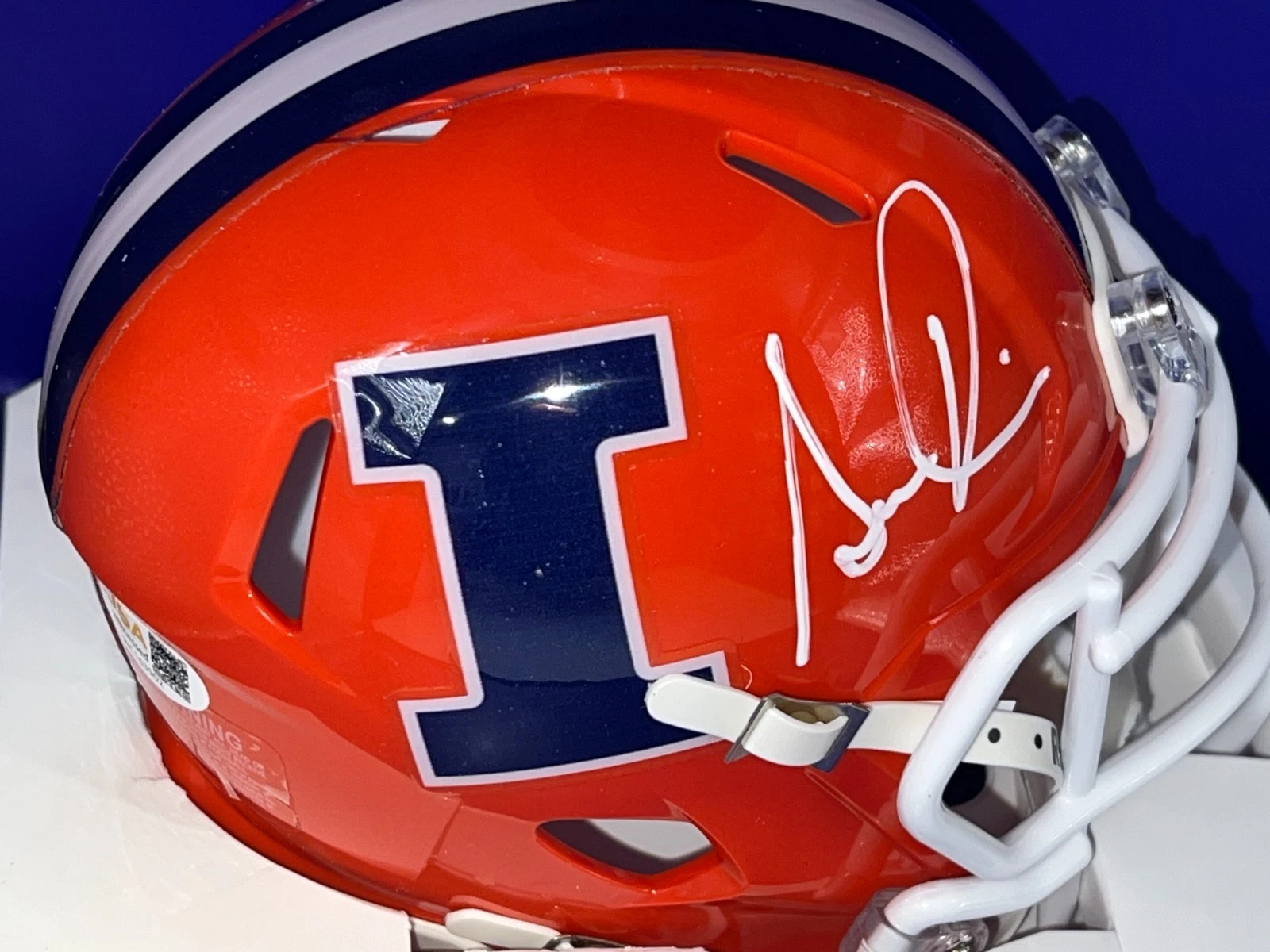 SIMEON RICE ILLINOIS FIGHTING ILLINI JSA AUTHENTICATED SIGNED MINI HELMET