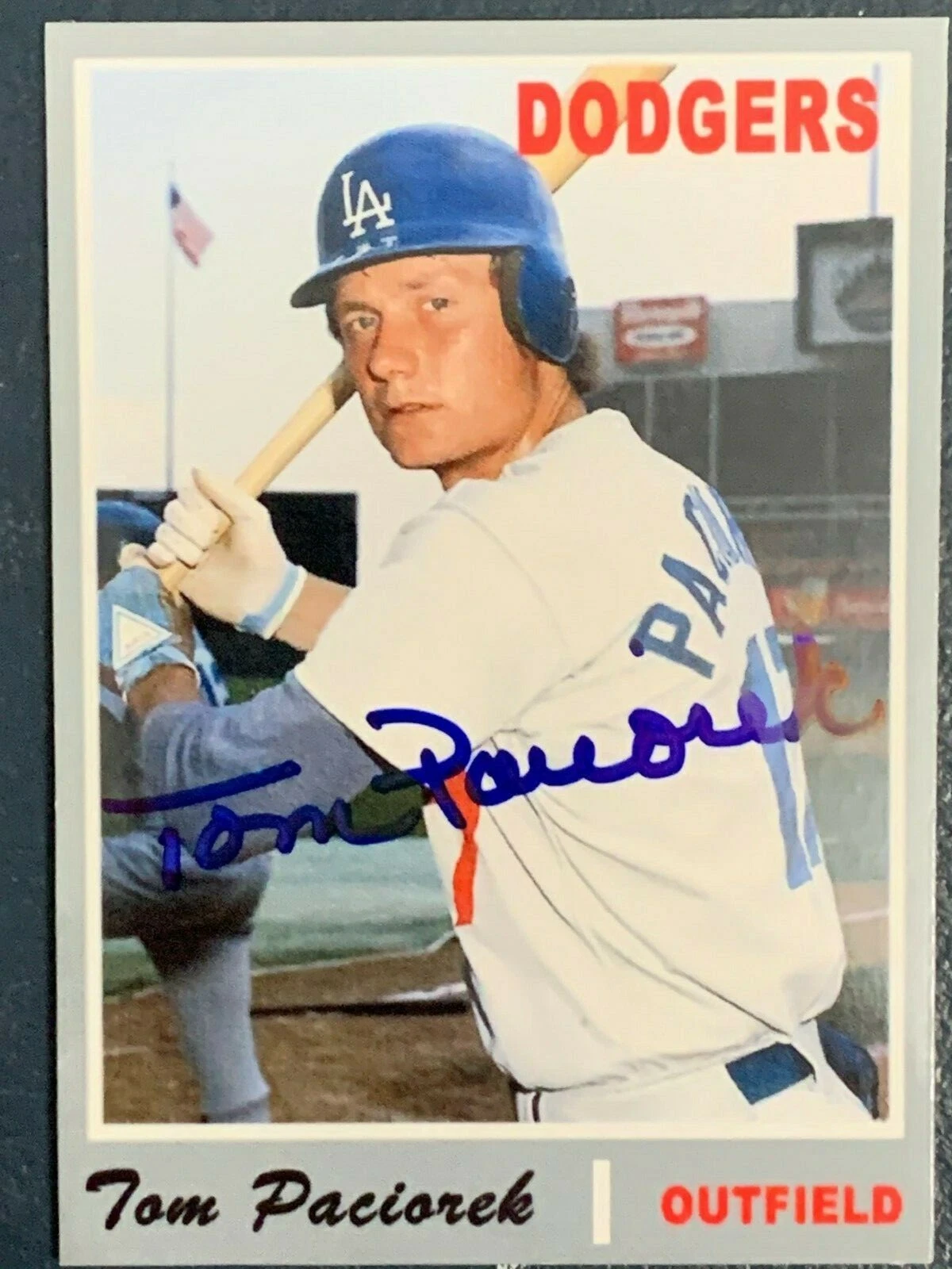 TOM PACIOREK  LOS ANGELES DODGERS   SIGNED 1970 TOPPS CUSTOM CARD