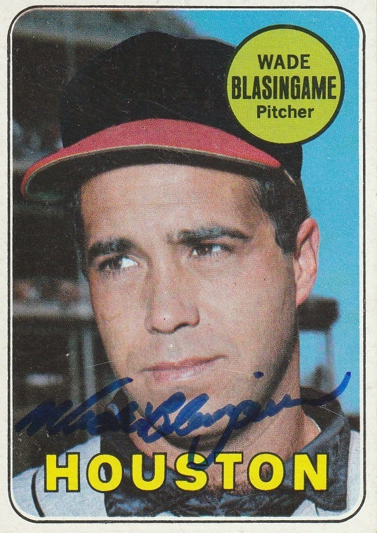 WADE BLASINGAME HOUSTON ASTROS  SIGNED 1969 TOPPS BASEBALL CARD