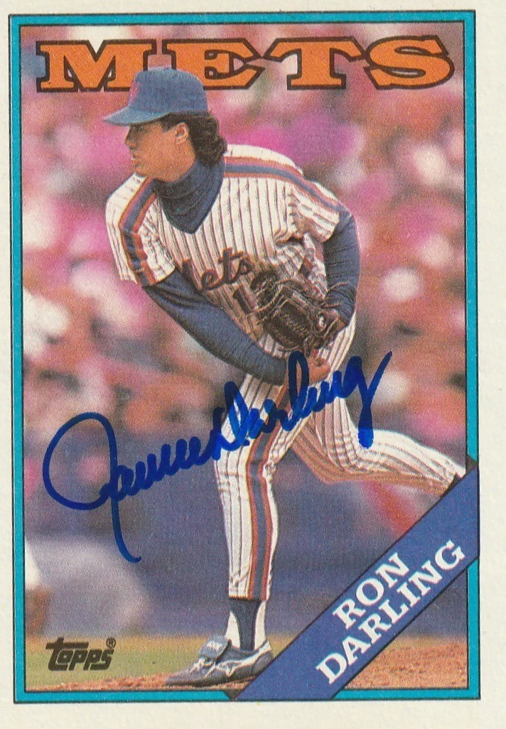 RON DARLING NEW YORK METS  SIGNED 1988 TOPPS CARD #685