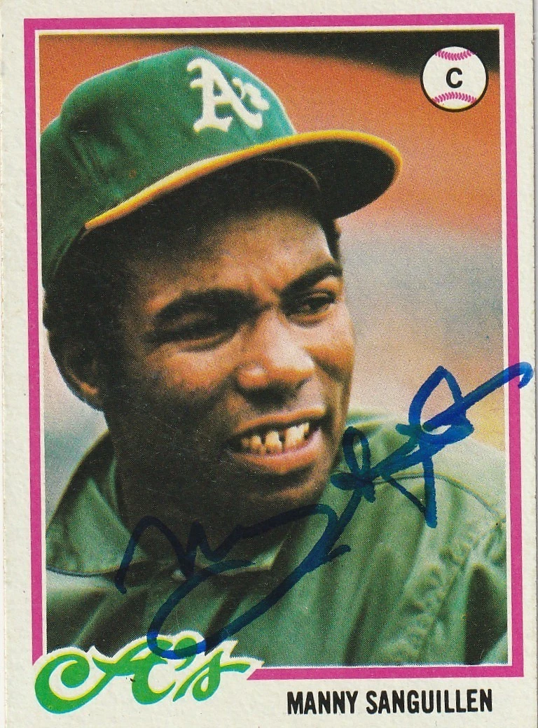 MANNY SANGUILLEN OAKLAND A'S  SIGNED 1978 TOPPS CARD #658