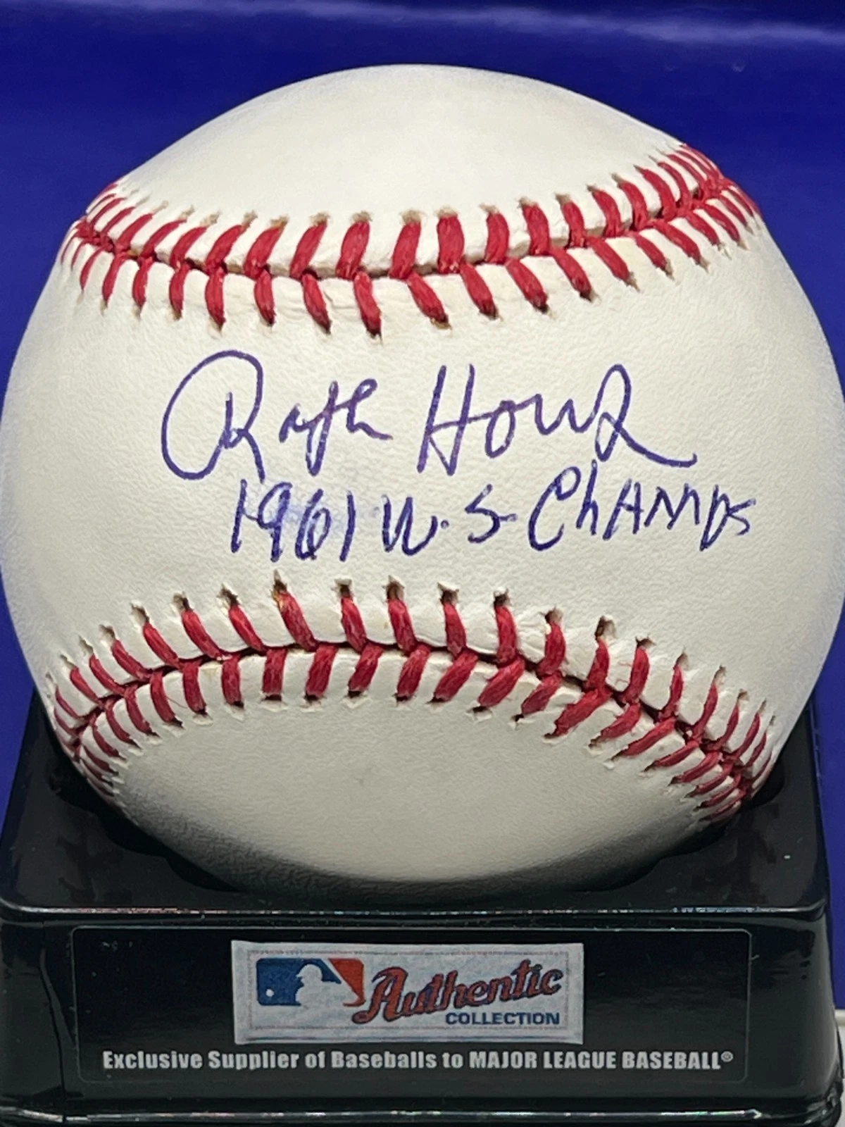 RALPH HOUK NEW YORK YANKEES 1961 WS CHAMPS SIGNED OML BASEBALL