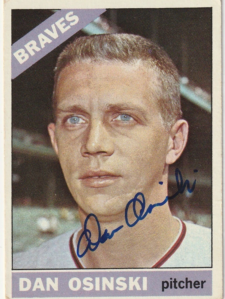 DAN OSINSKI MILWAUKEE BRAVES  SIGNED 1966 TOPPS CARD #168