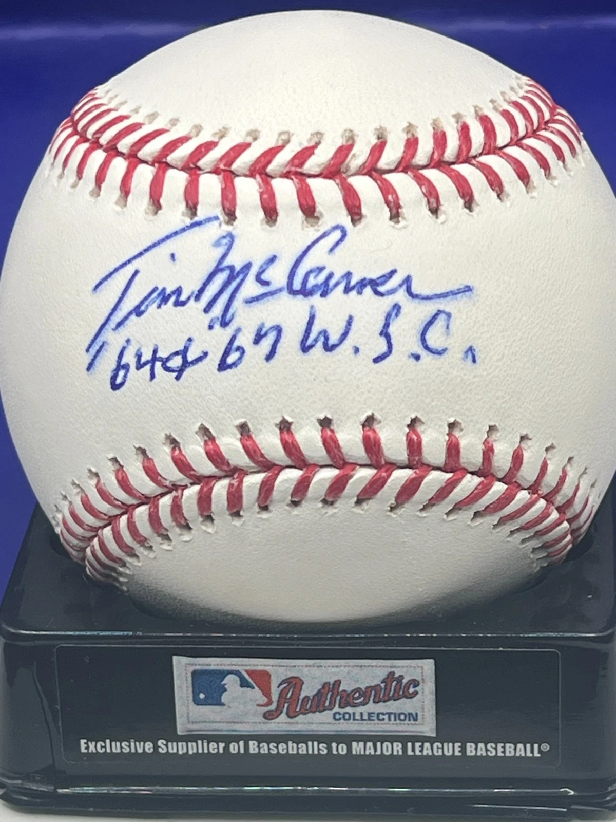 TIM MCCARVER  ST. LOUIS CARDINALS  64,67 WSC  PSA AUTHENTICATED  SIGNED OML BALL