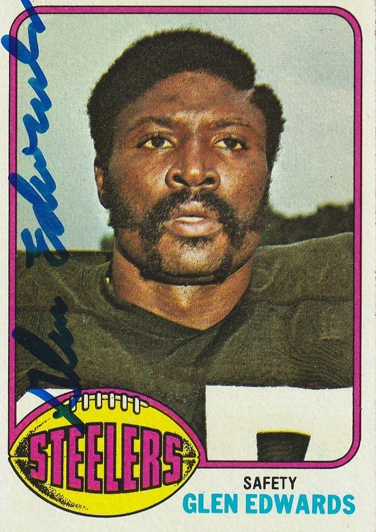 GLEN EDWARDS  PITTSBURGH STEELERS  SIGNED 1976 TOPPS CARD #51