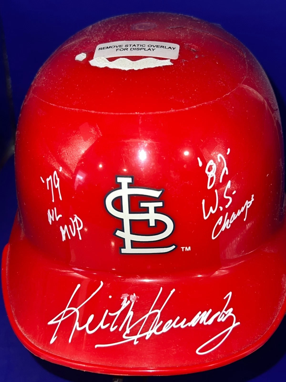 KEITH HERNANDEZ ST. LOUIS CARDINALS 79 NL MVP / 82 CHAMPS SIGNED PSA MINI HELMET